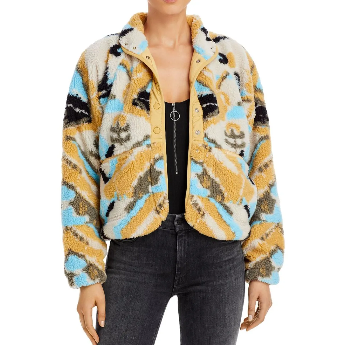 Sherpa Zip Pockets Fleece Jacket