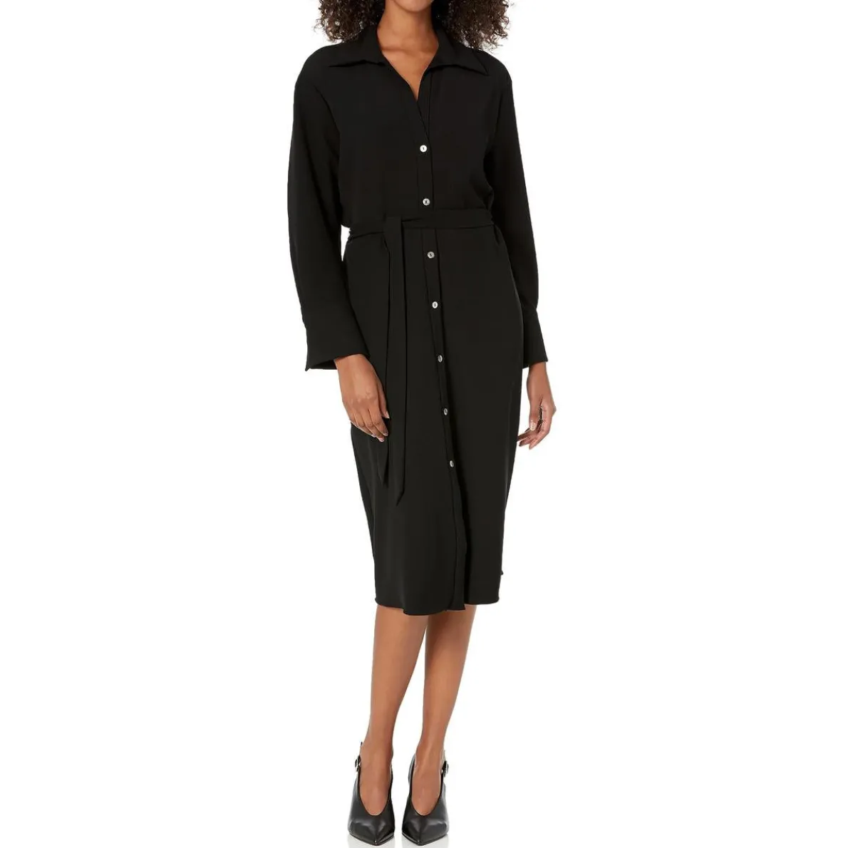 Collared Knee-Length Shirtdress