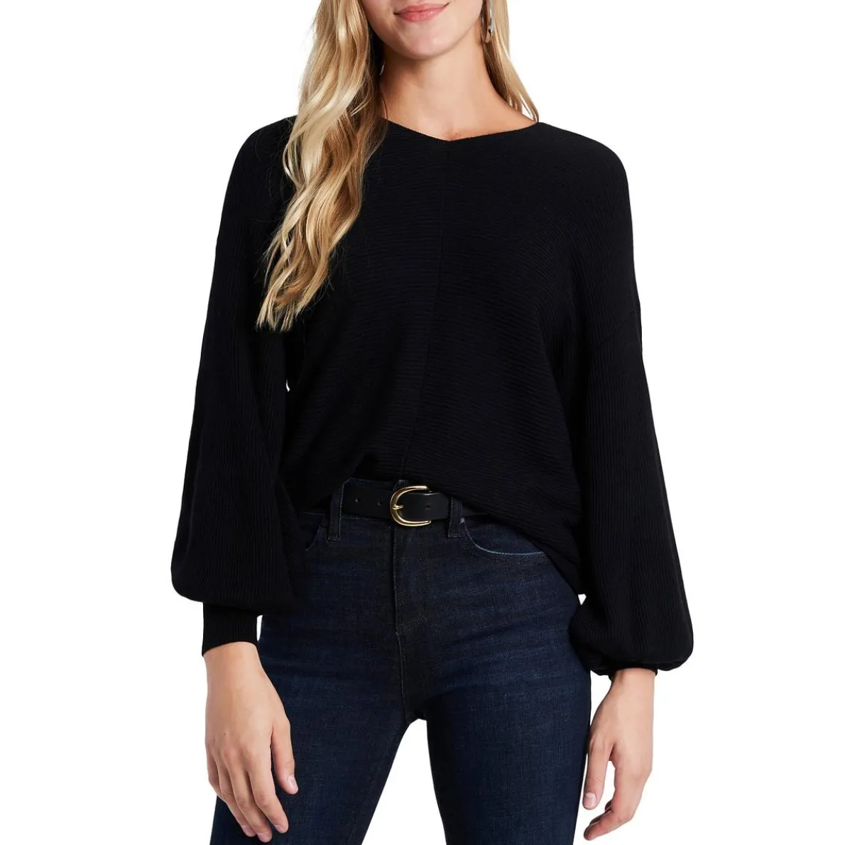 V Neck Balloon Sleeve Top