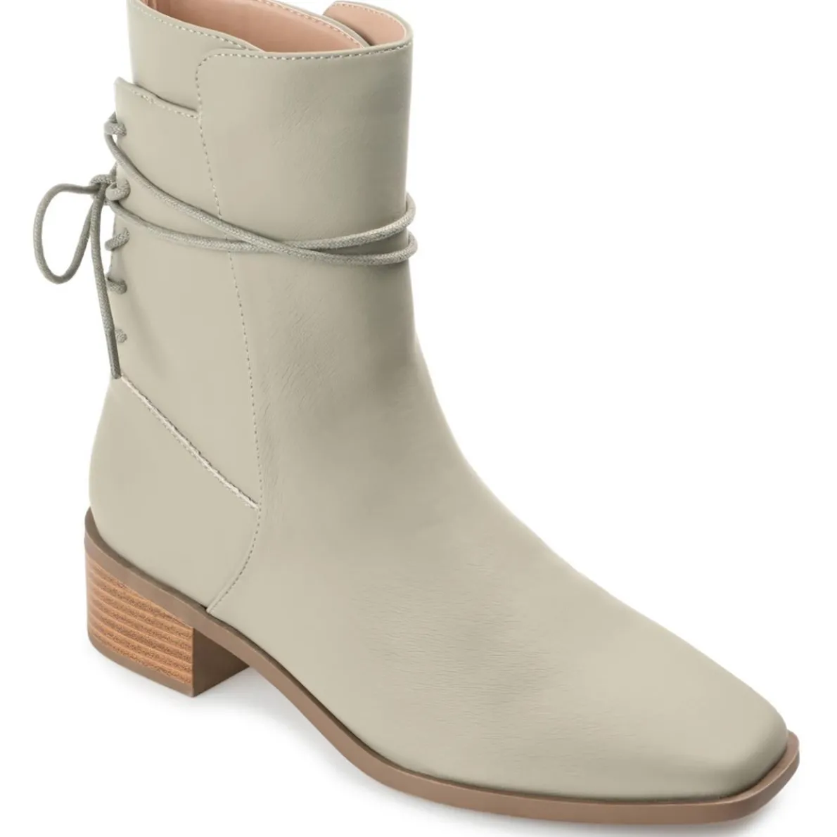 Vannder Faux Leather Block Heel Ankle Boots