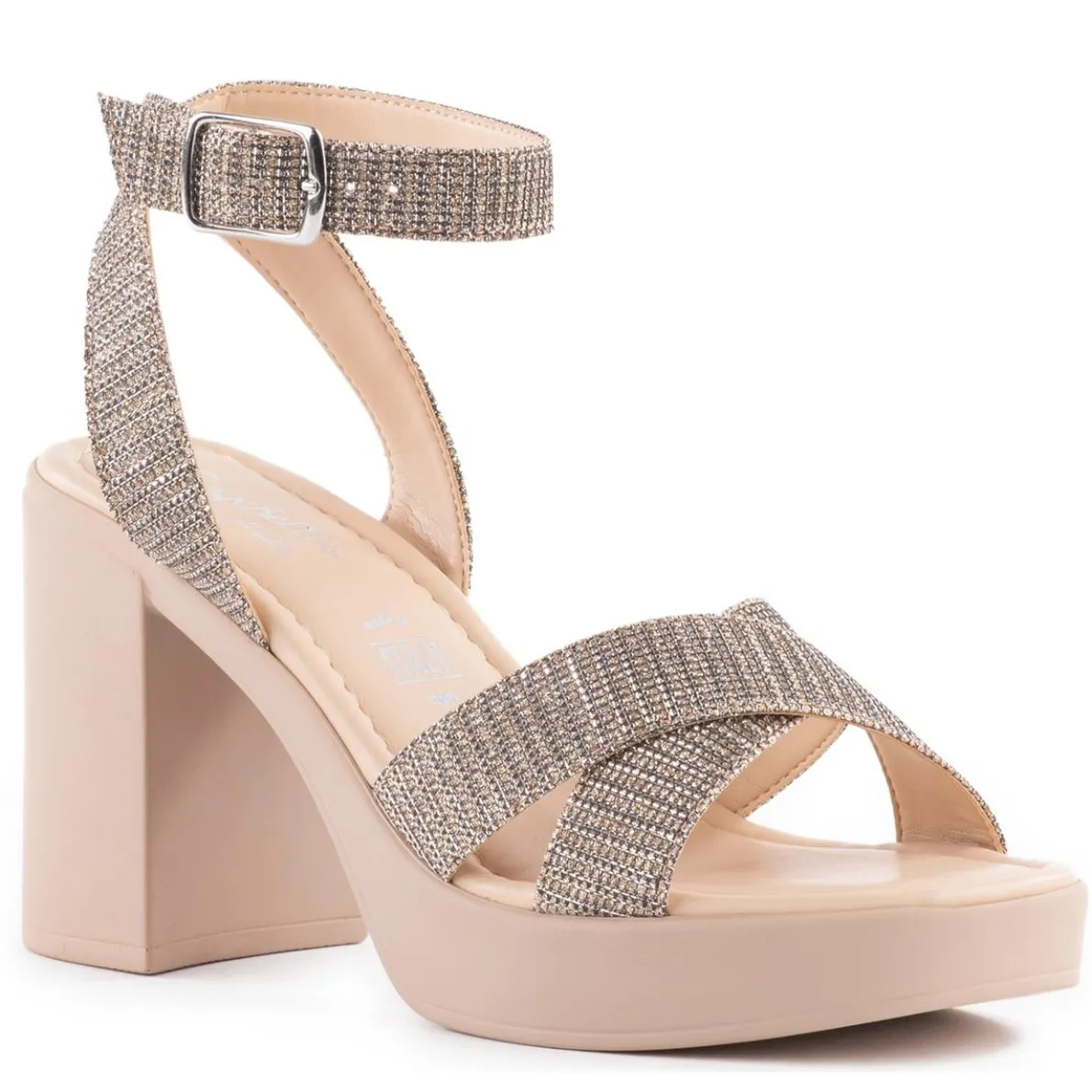 Sand Castle Embellished Leather Block Heel