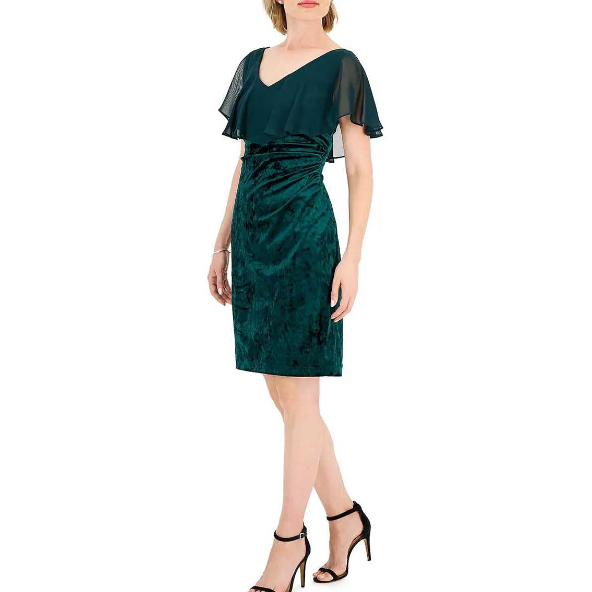 Velvet Chiffon Cocktail and Party Dress