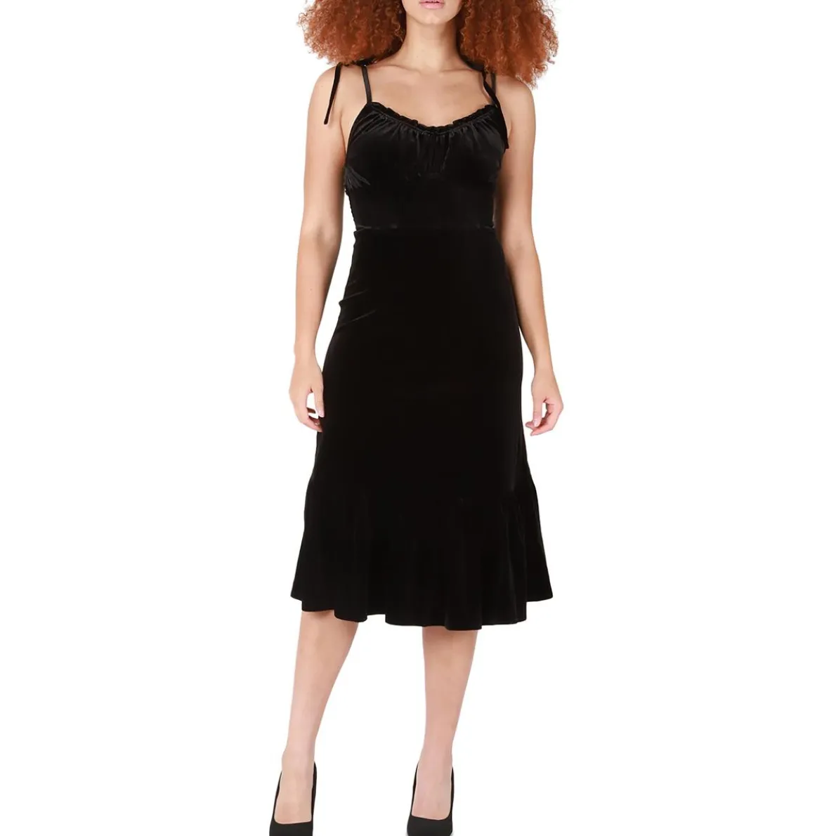 Velvet Strappy Midi Dress