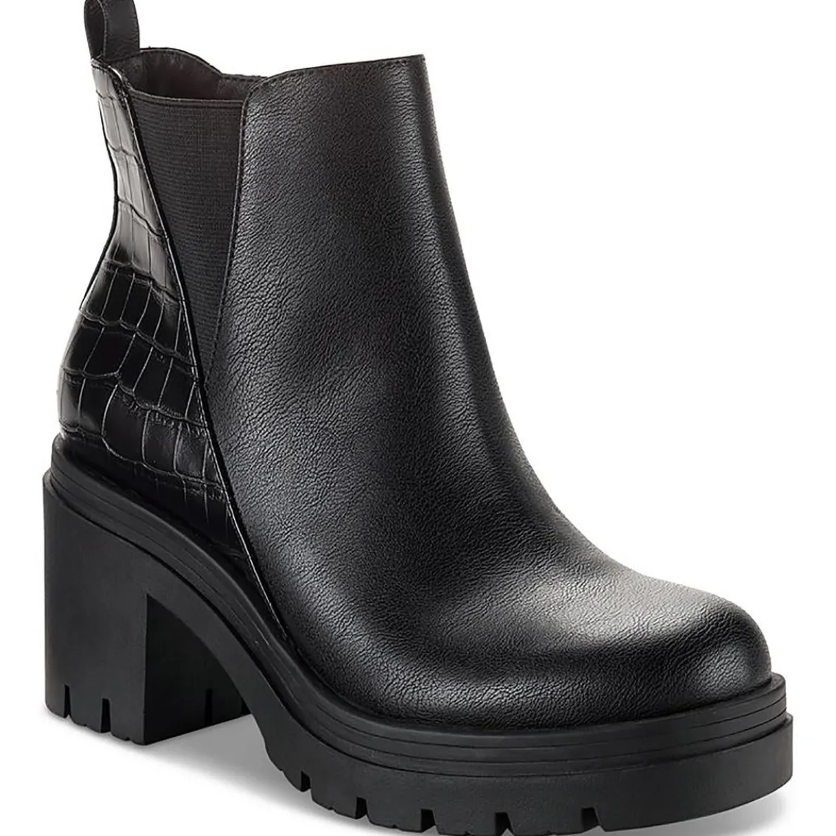 Veronikaa Faux Leather Block Heel Chelsea Boots