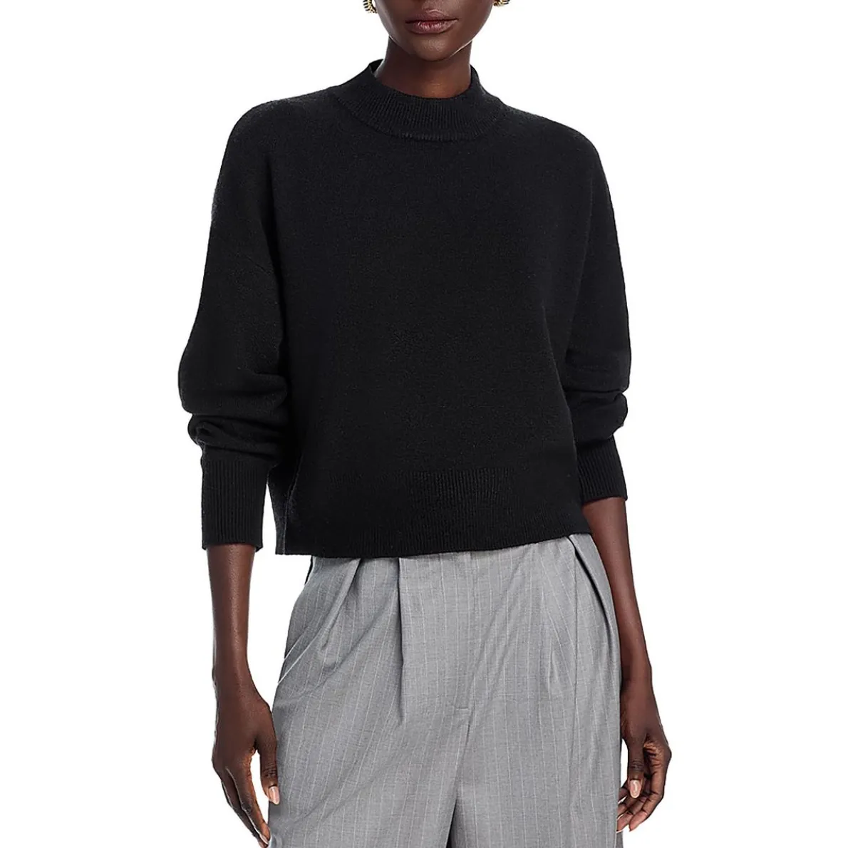 Vhari Ribbed Mock Neck Mock Turtleneck Sweater
