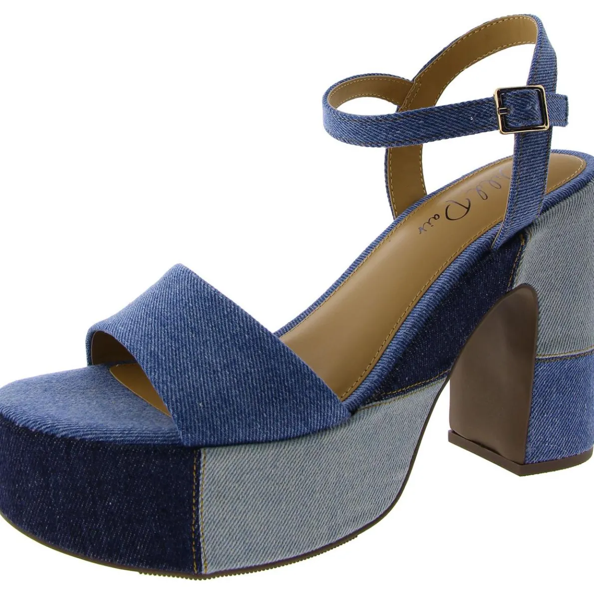 Vidaa Denim Ankle Strap Block Heel