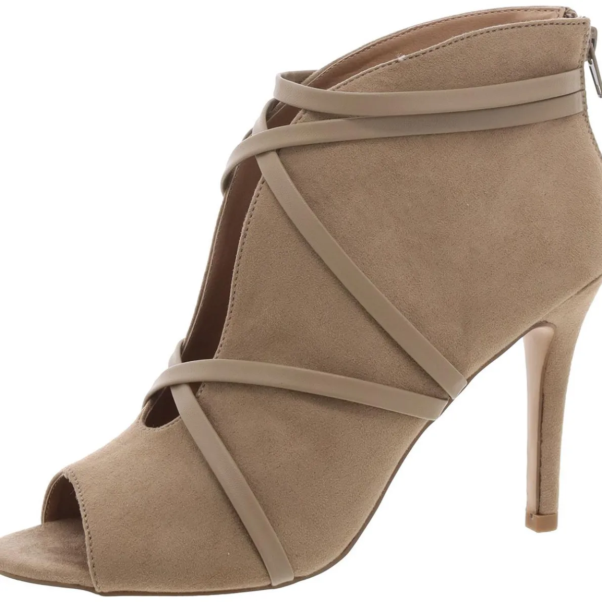 Faux Suede Peep Toe Booties
