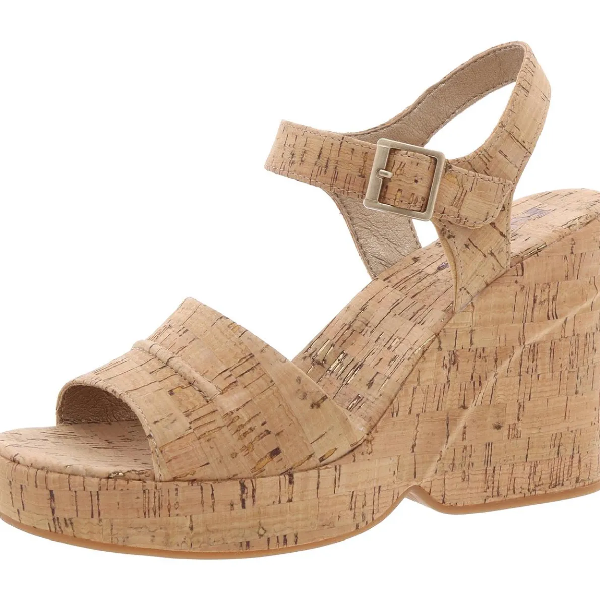 Buckle Cork Wedge Heels