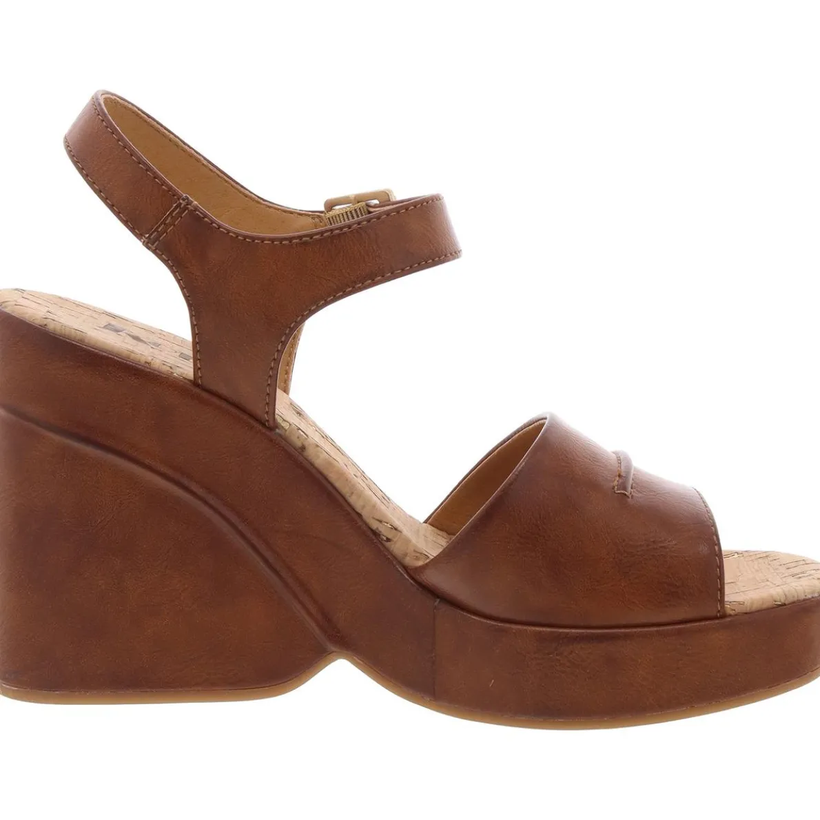 Buckle Cork Wedge Heels