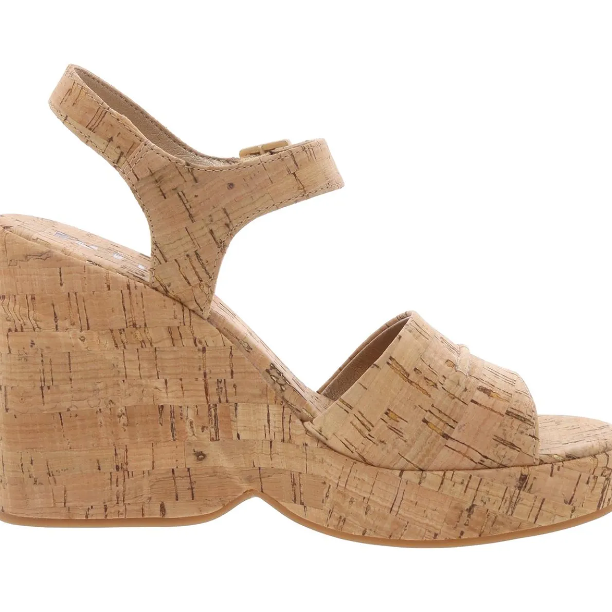Buckle Cork Wedge Heels