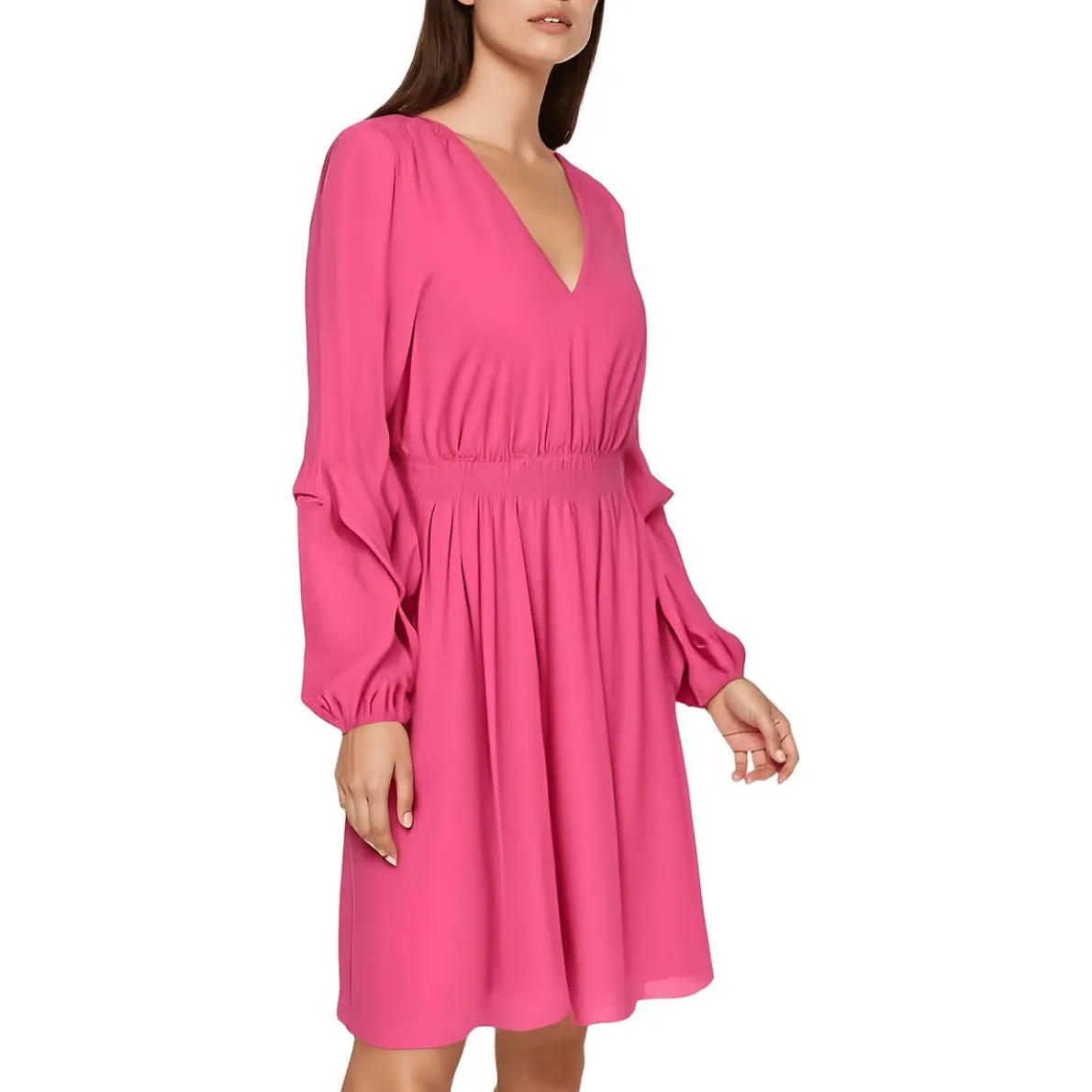 V-Neck Crepe Shift Dress