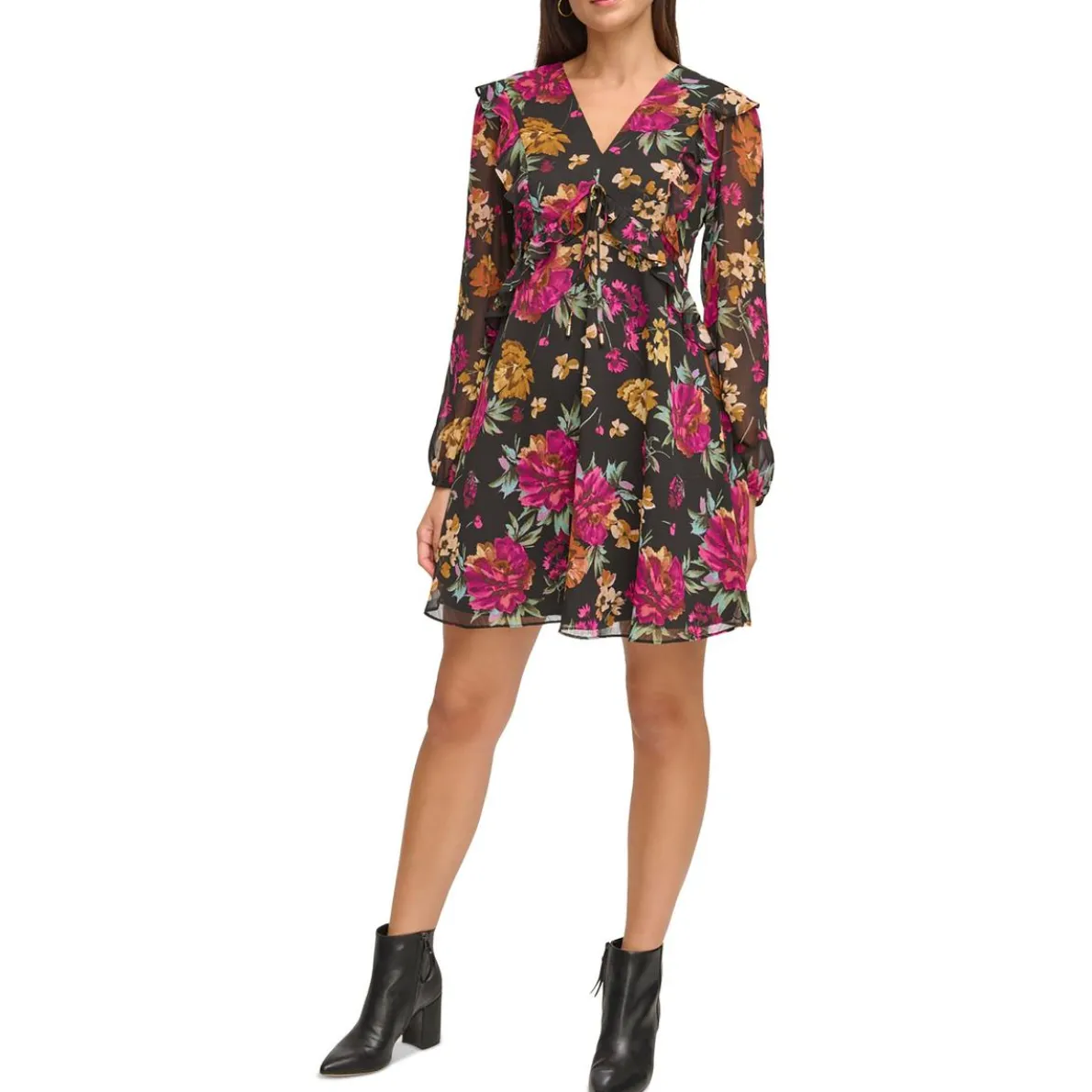 V-Neck Mini Fit & Flare Dress