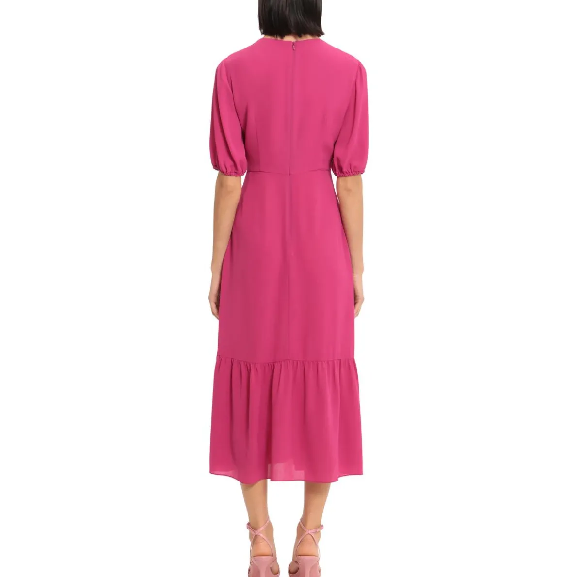 V-Neck Short Sleeve Midi Dress