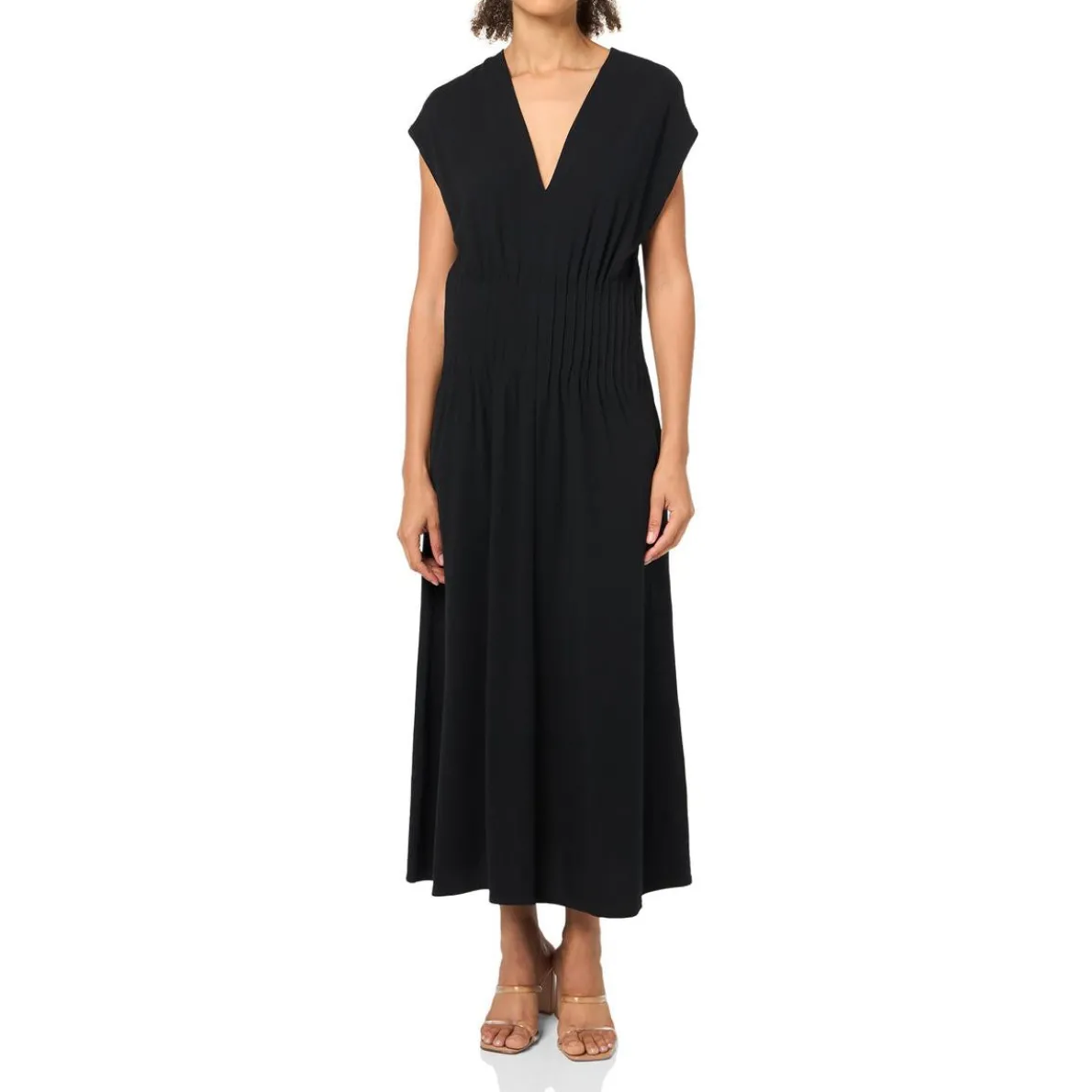 V-Neck Sleeveless Midi Dress