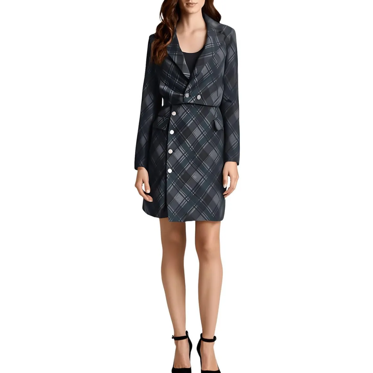 Petites Plaid Wear To Work Dress