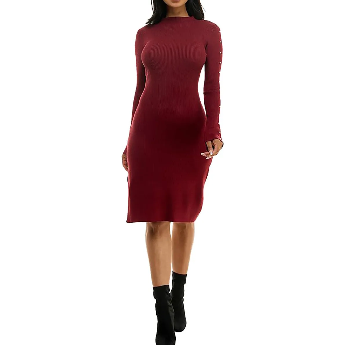 Juniors Knee-Length Embellished Sweaterdress