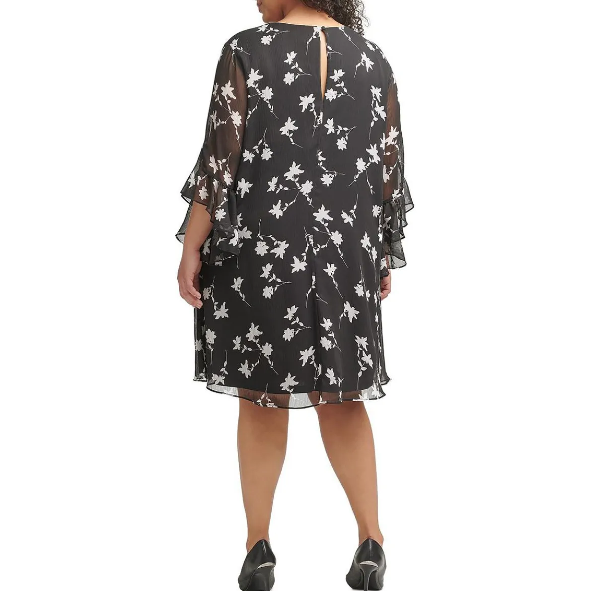 Chiffon Knee Length Shift Dress