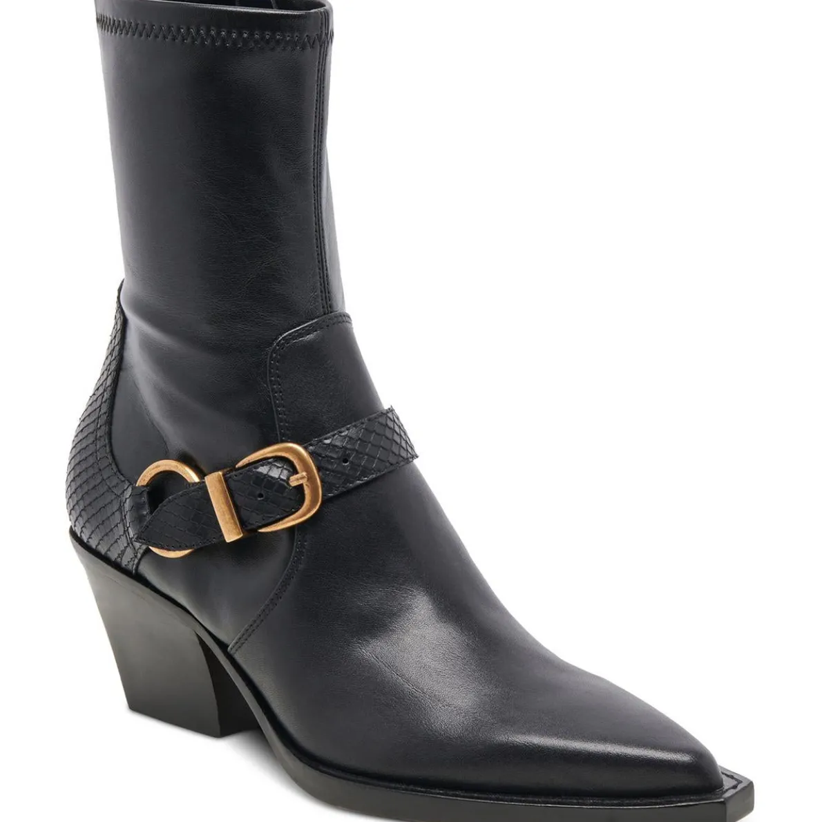 RAVE Buckle Leather Mid-Calf Boots