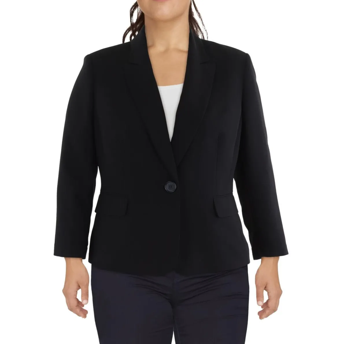 Solid One-Button Blazer