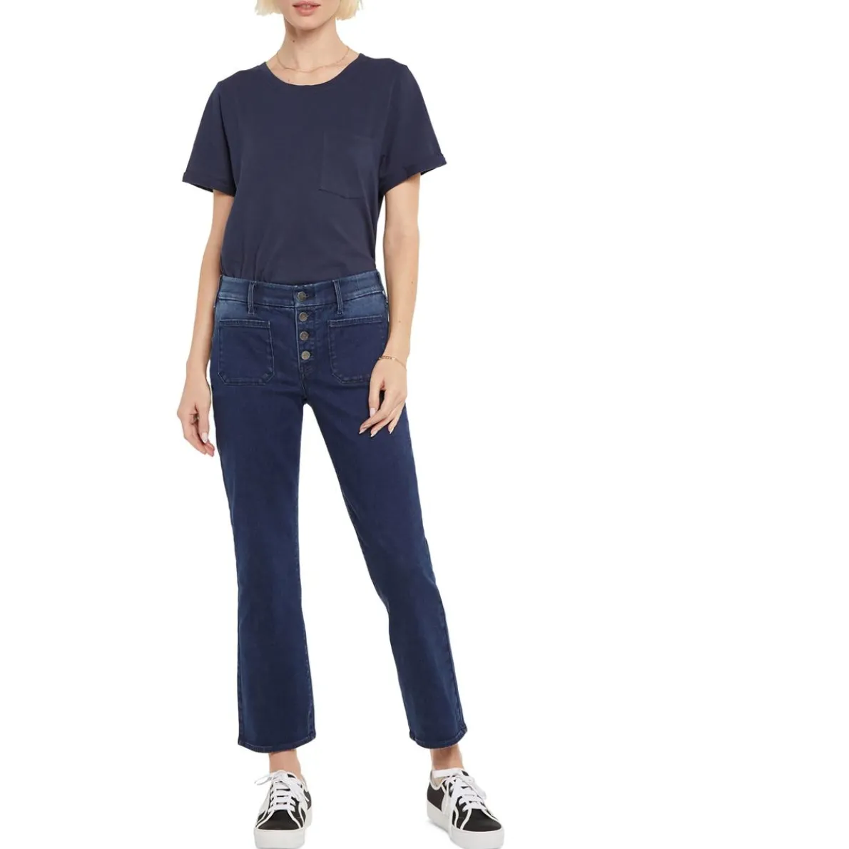 Waist Match Straight Mid-Rise Ankle Jeans