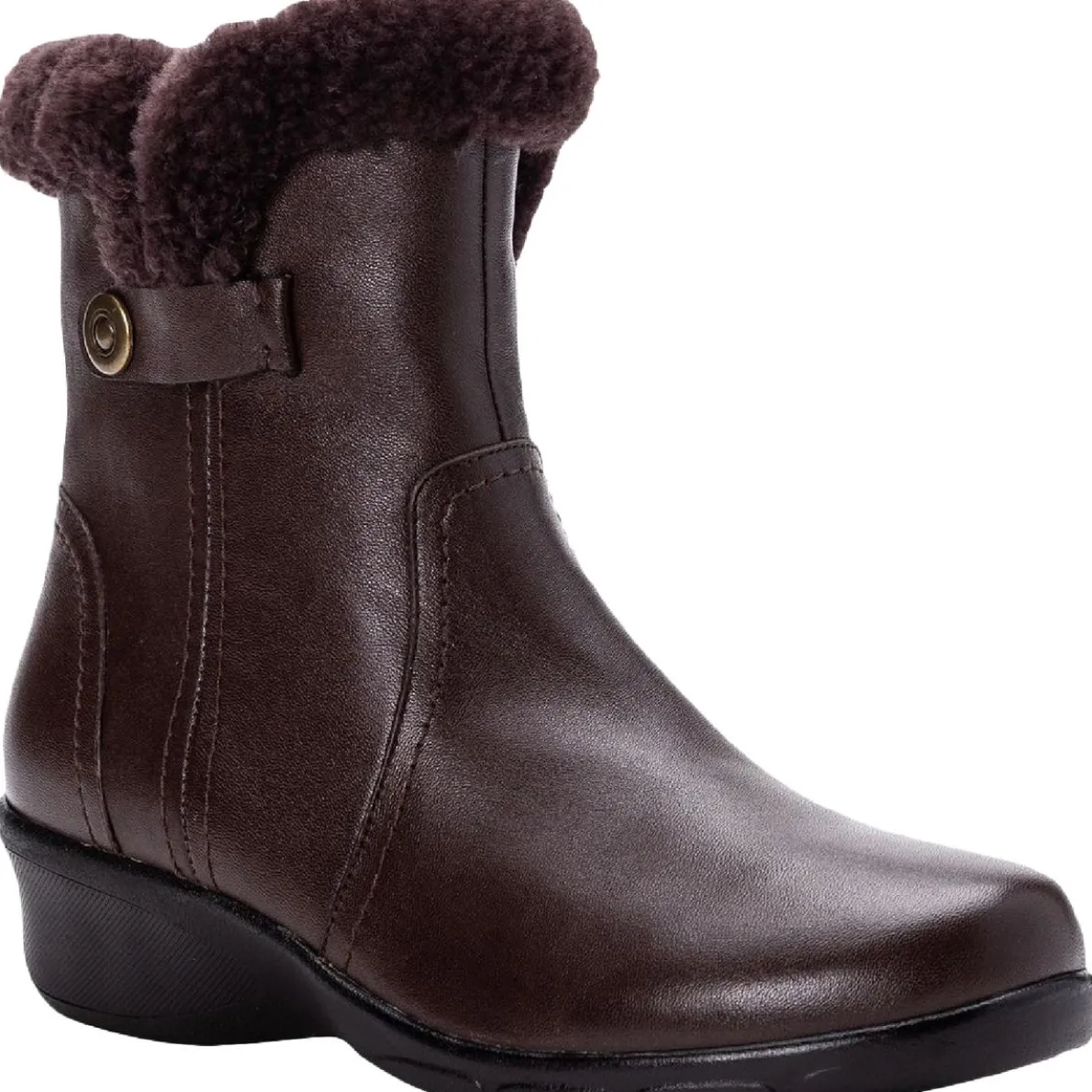 Waylynn Leather Mid Wedge Ankle Boots