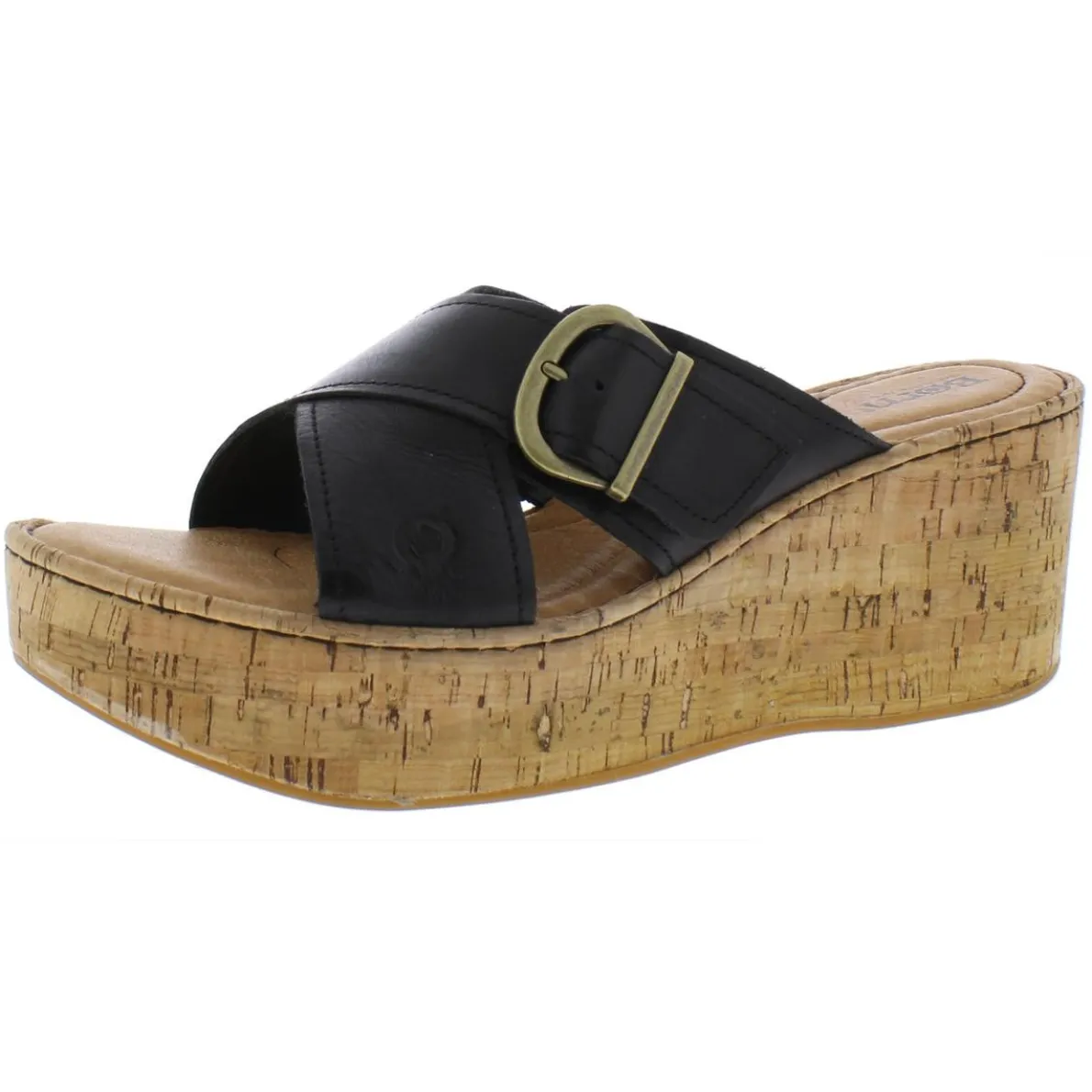 Devona Leather Cork Wedge Sandals