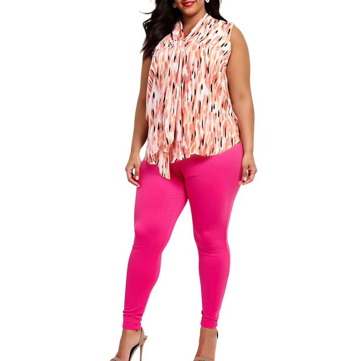 Plus Printed Chiffon Blouse