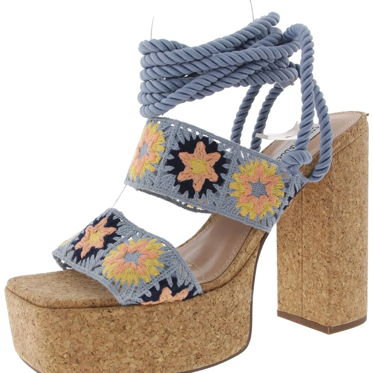 Amabella Mixed Media Knit Platform Sandals