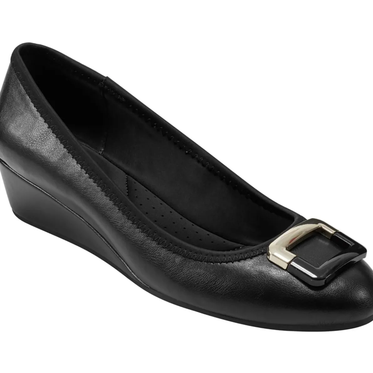 Tad 3 Patent Round Toe Wedge Heels