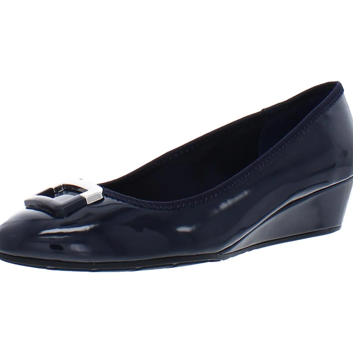 Tad 3 Patent Round Toe Wedge Heels