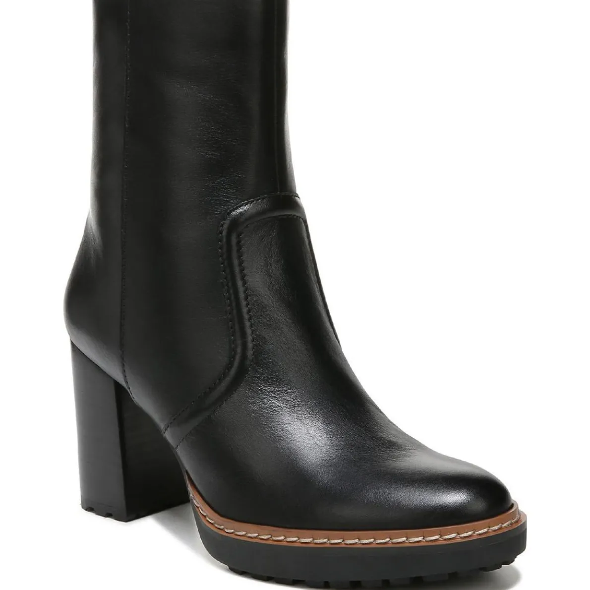 Catie Zipper Leather Mid-Calf Boots