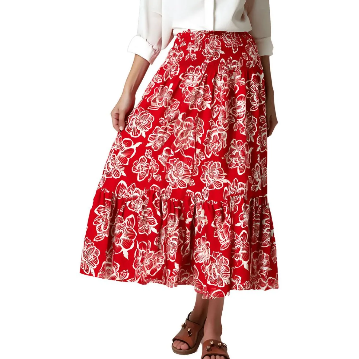 Siesta Key Beach Printed Cotton Maxi Skirt