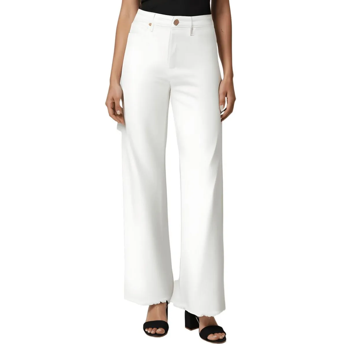 High-Rise Raw Hem Wide Leg Jeans