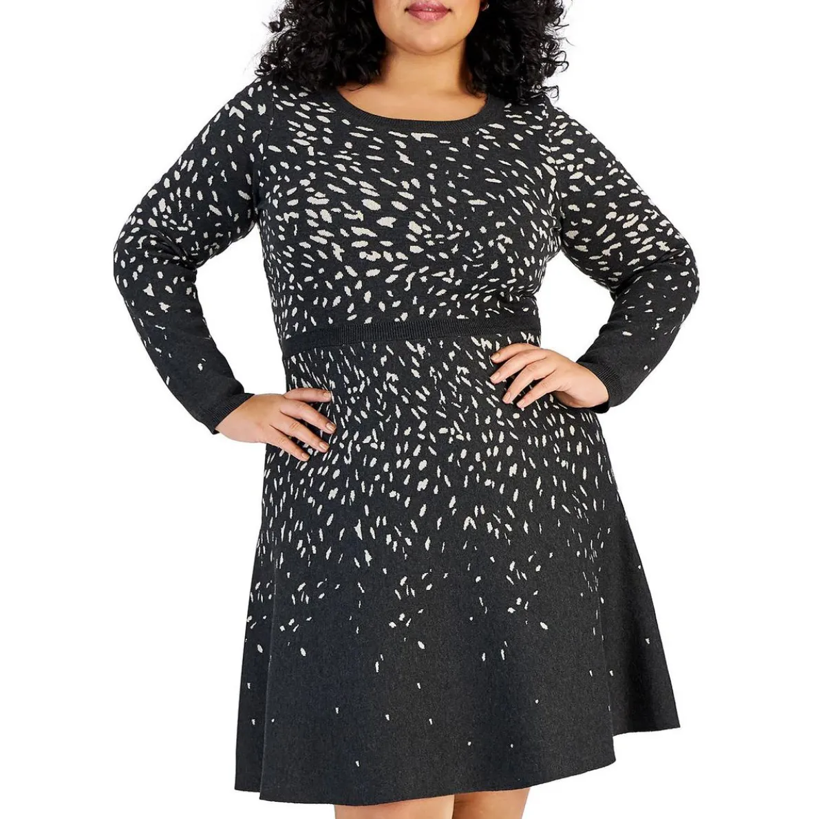 Plus Pattern Knit Sweaterdress