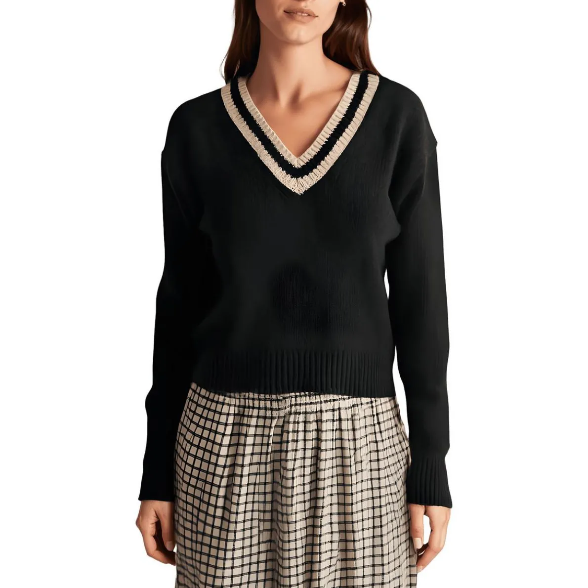 Crop Merino Wool V-Neck Sweater