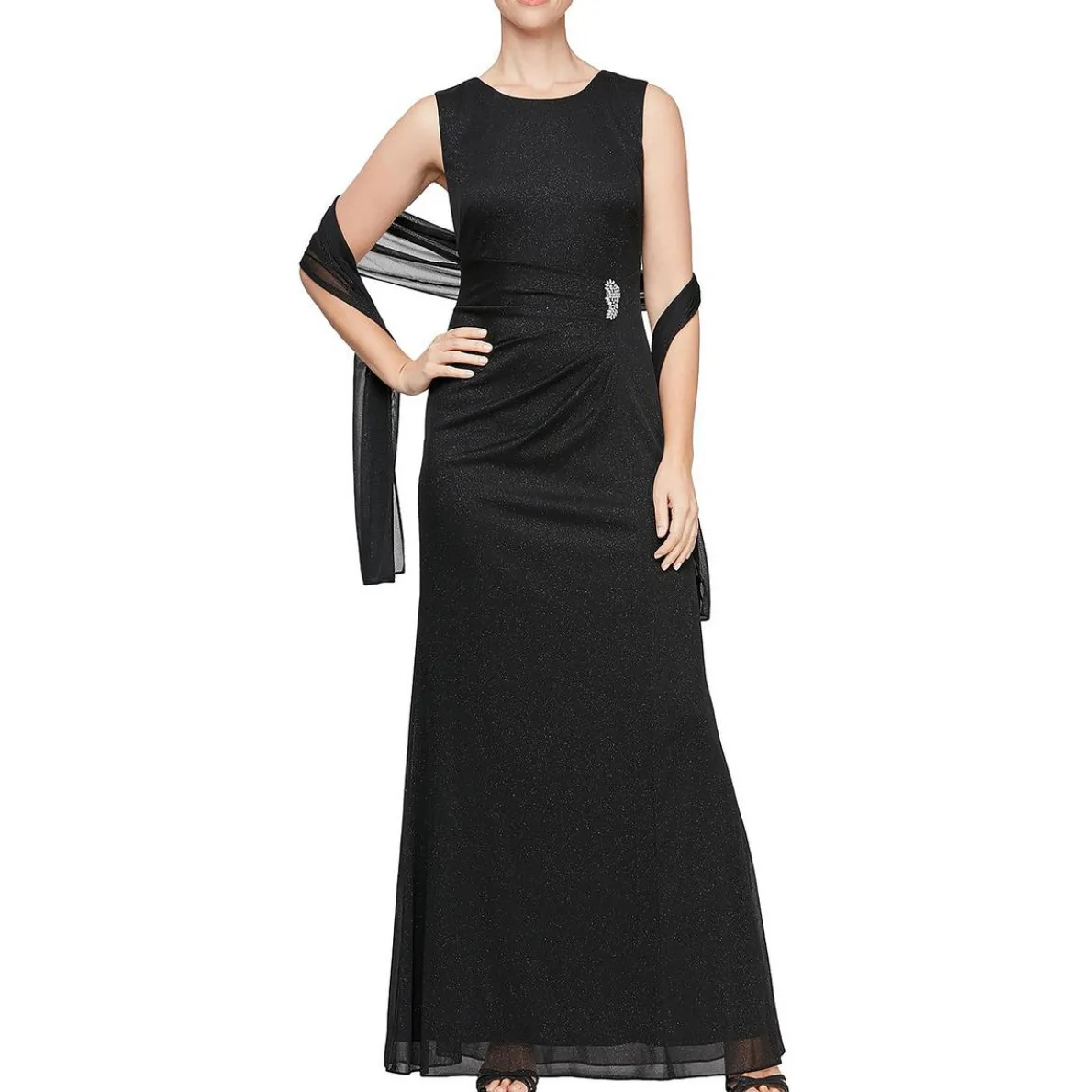 Glitter 2-PC Shawl Evening Dress