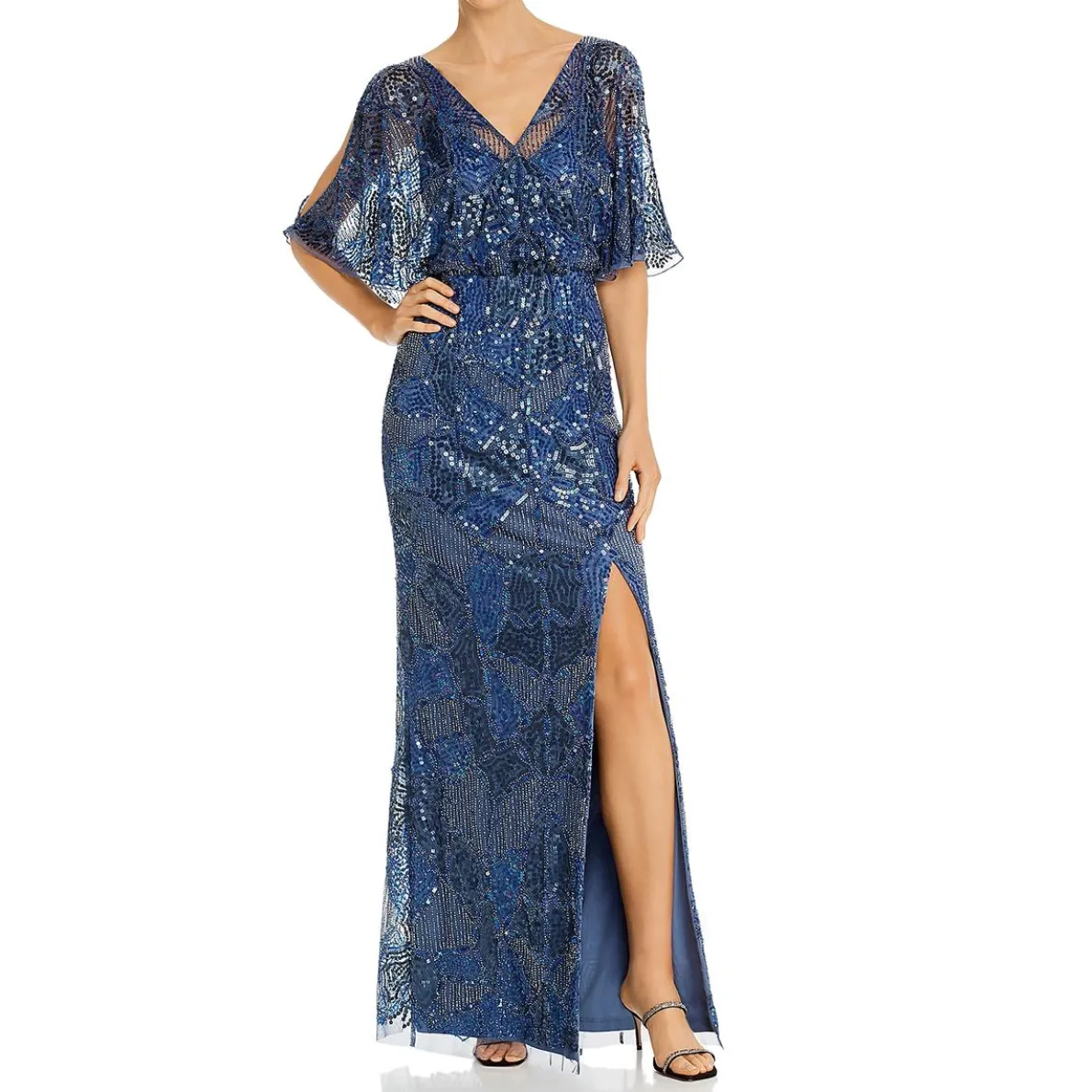 Mesh Embellished Evening Dress