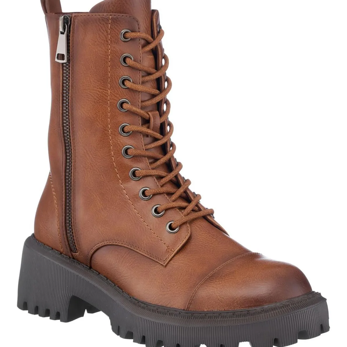 Mckay Faux Leather Pull On Combat & Lace-up Boots