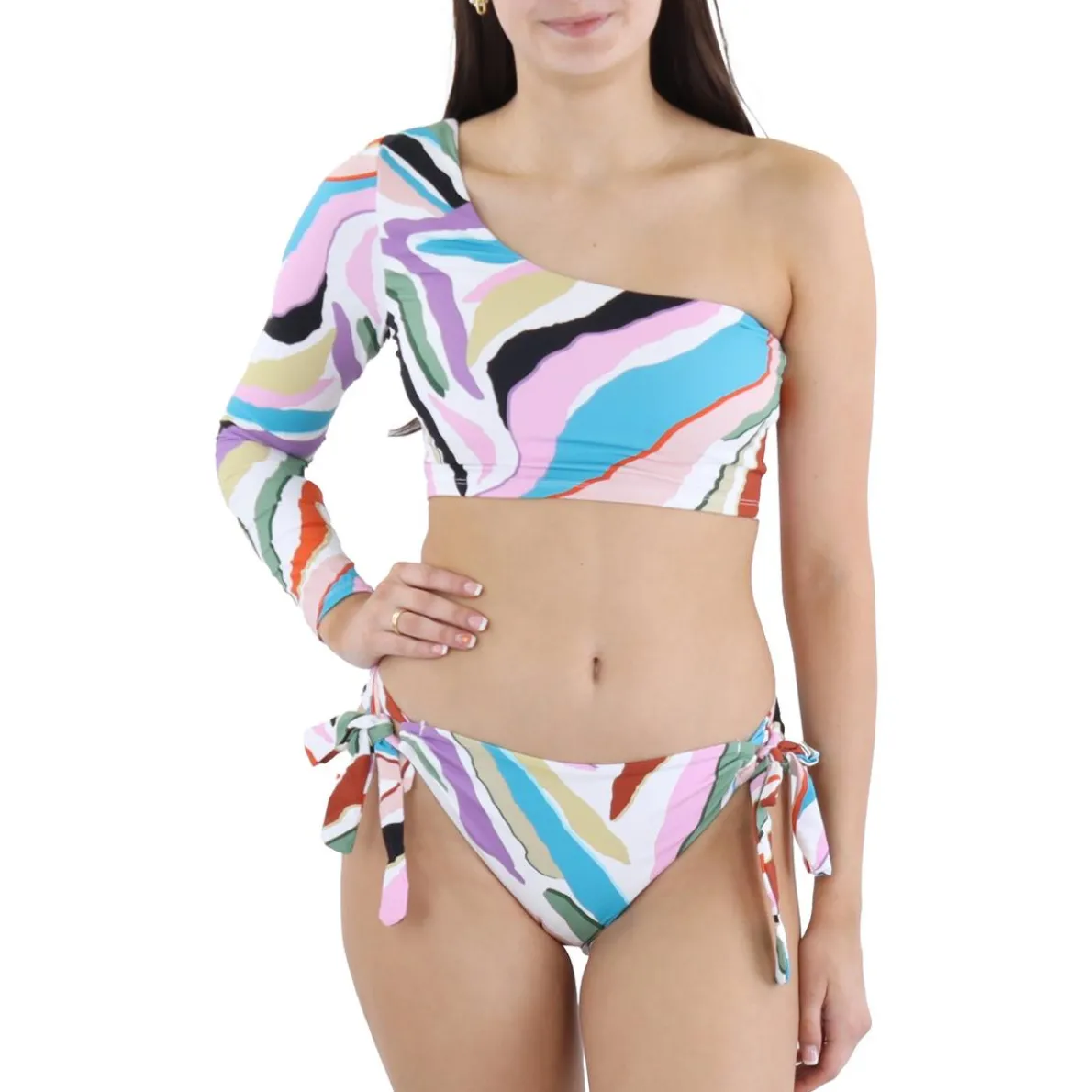 Asymmetric Nylon Bikini Swim top