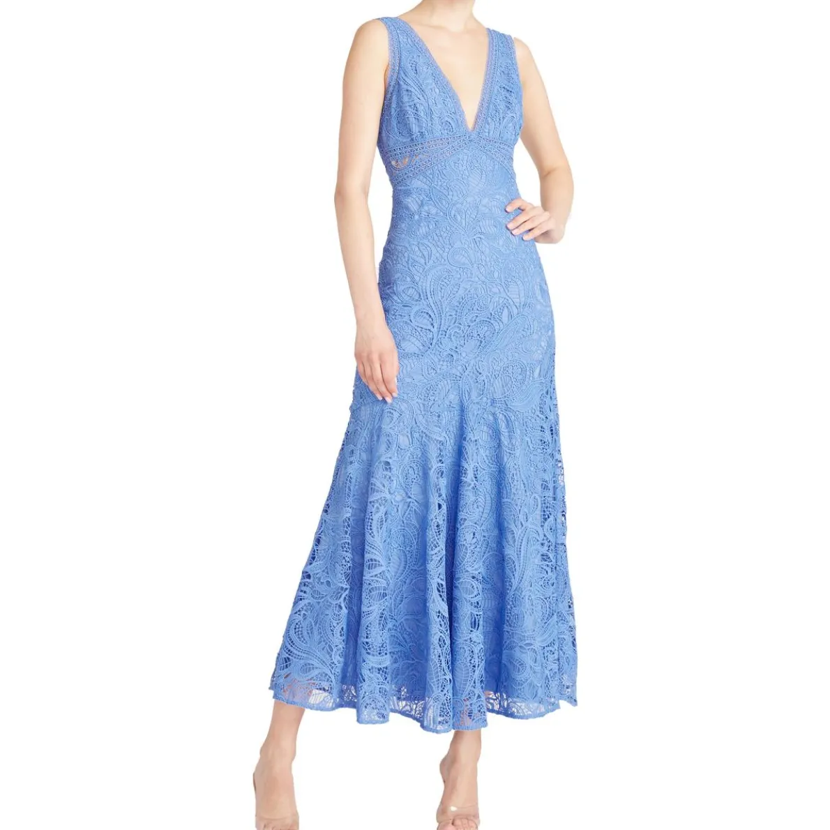 Solid Lace Midi Dress