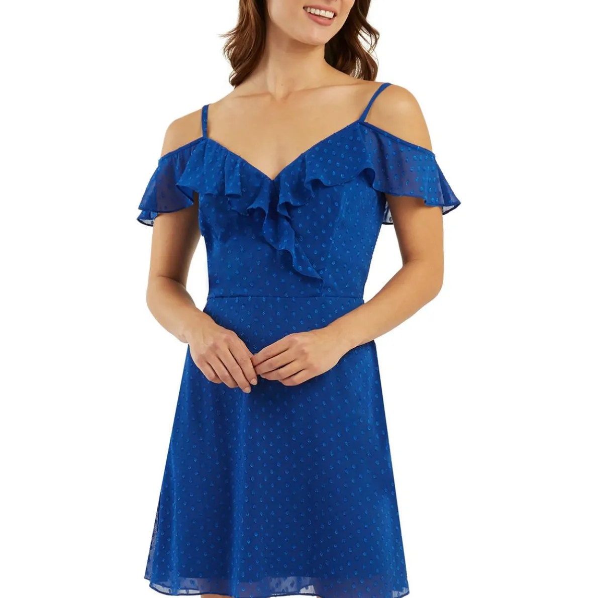 Juniors Ruffled Above Knee Mini Dress