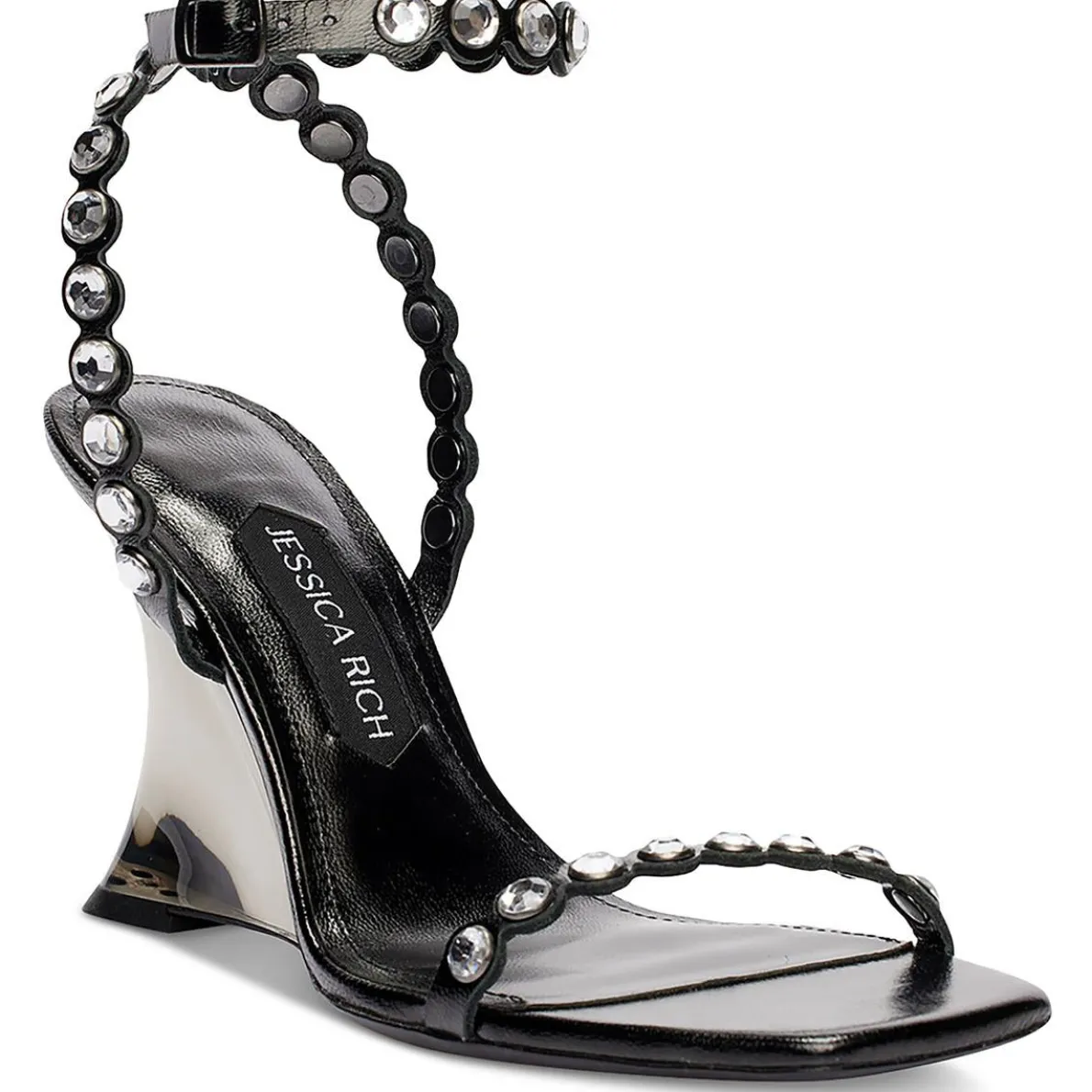 Diamond Wedge Slip On Open Toe Slingback Heels