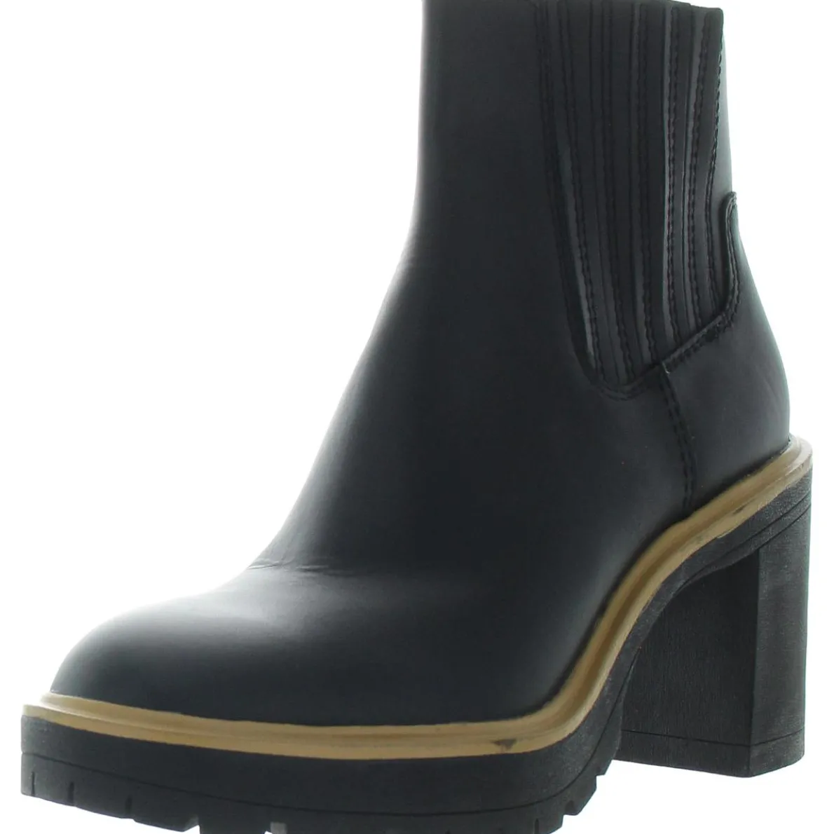 Stretch Faux Leather Chelsea Boots