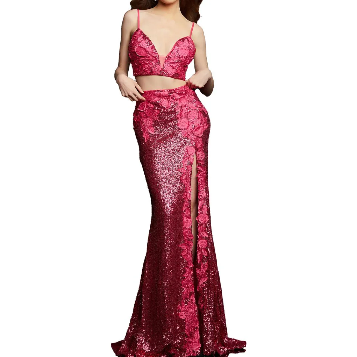 Sequined Long Evening Dress