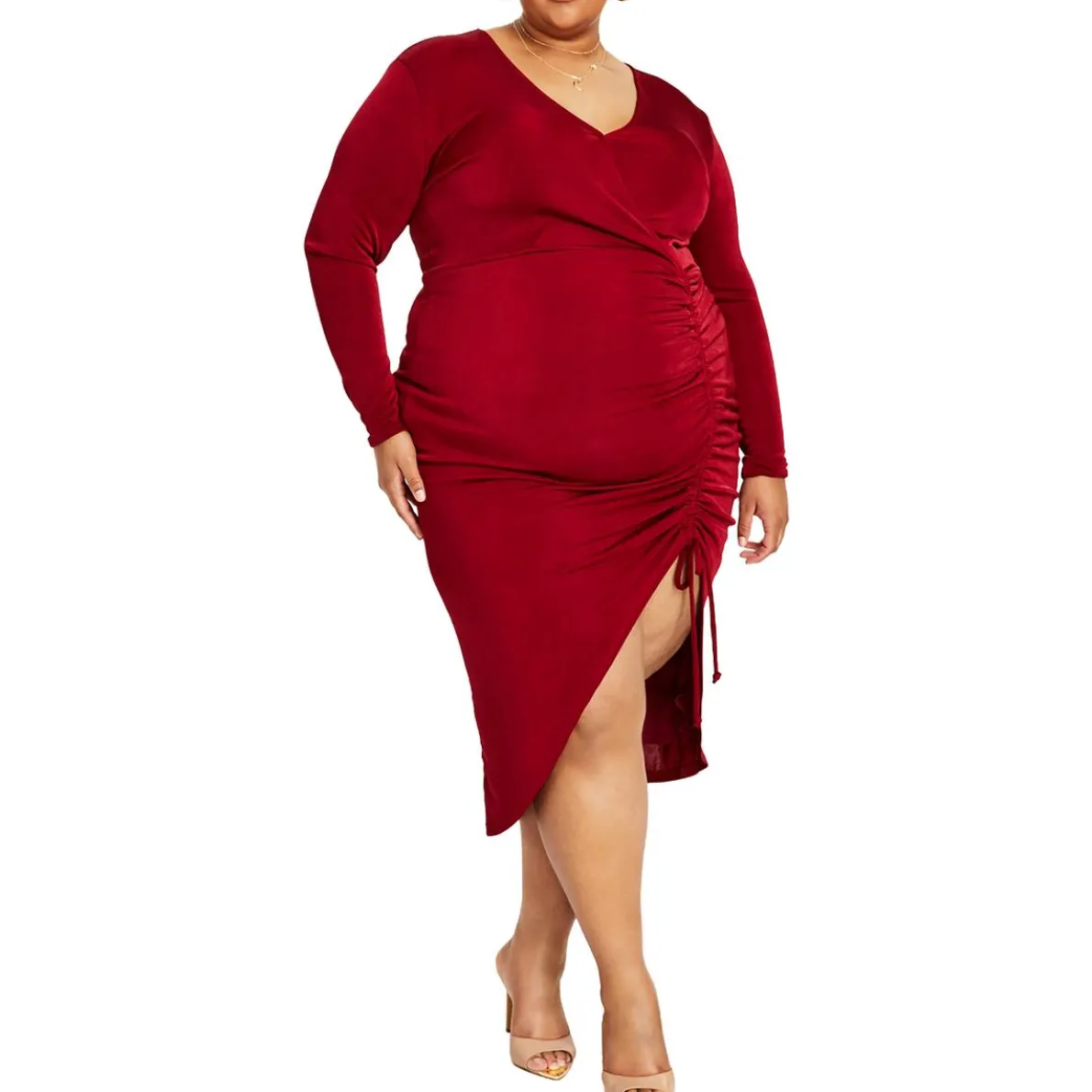 Ruched Hi-Low Bodycon Dress