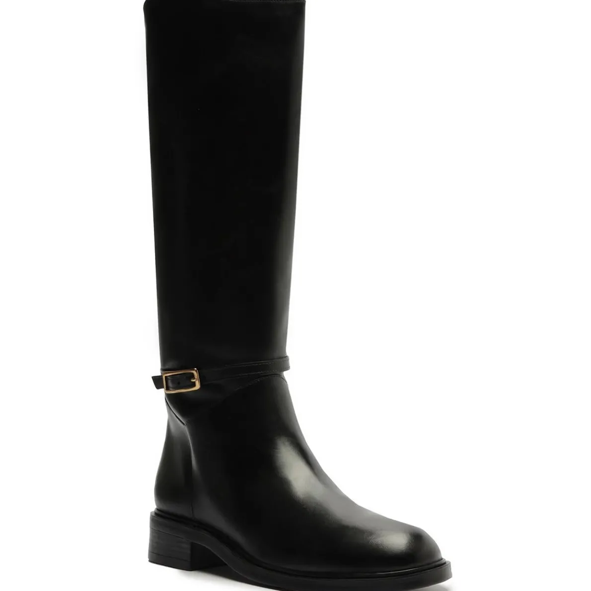 Atanado Buckle Leather Knee-High Boots