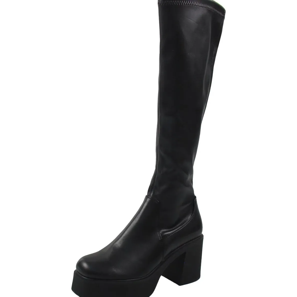 Zipper Faux Leather Knee-High Boots