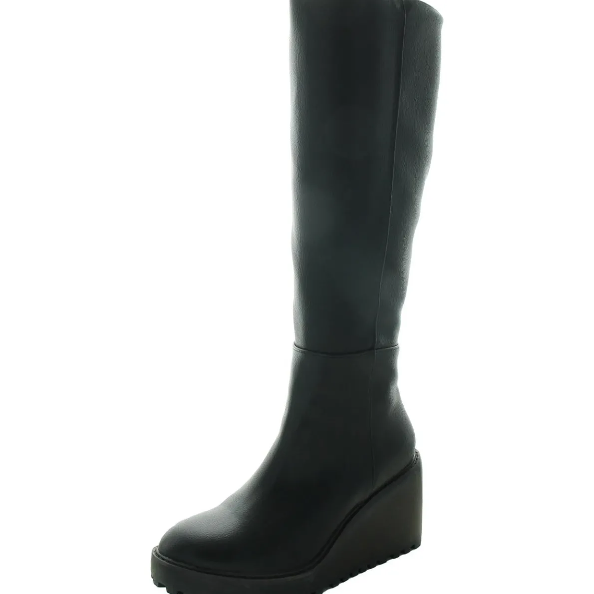 Zipper Faux Leather Wedge Boots