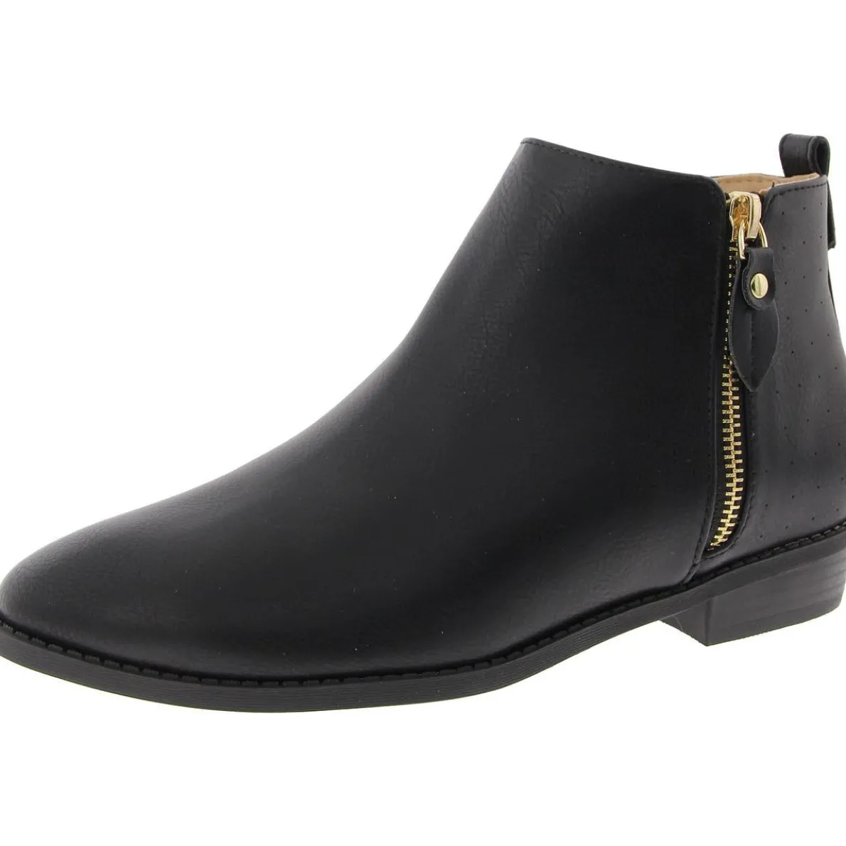 Zipper Faux Leather Booties