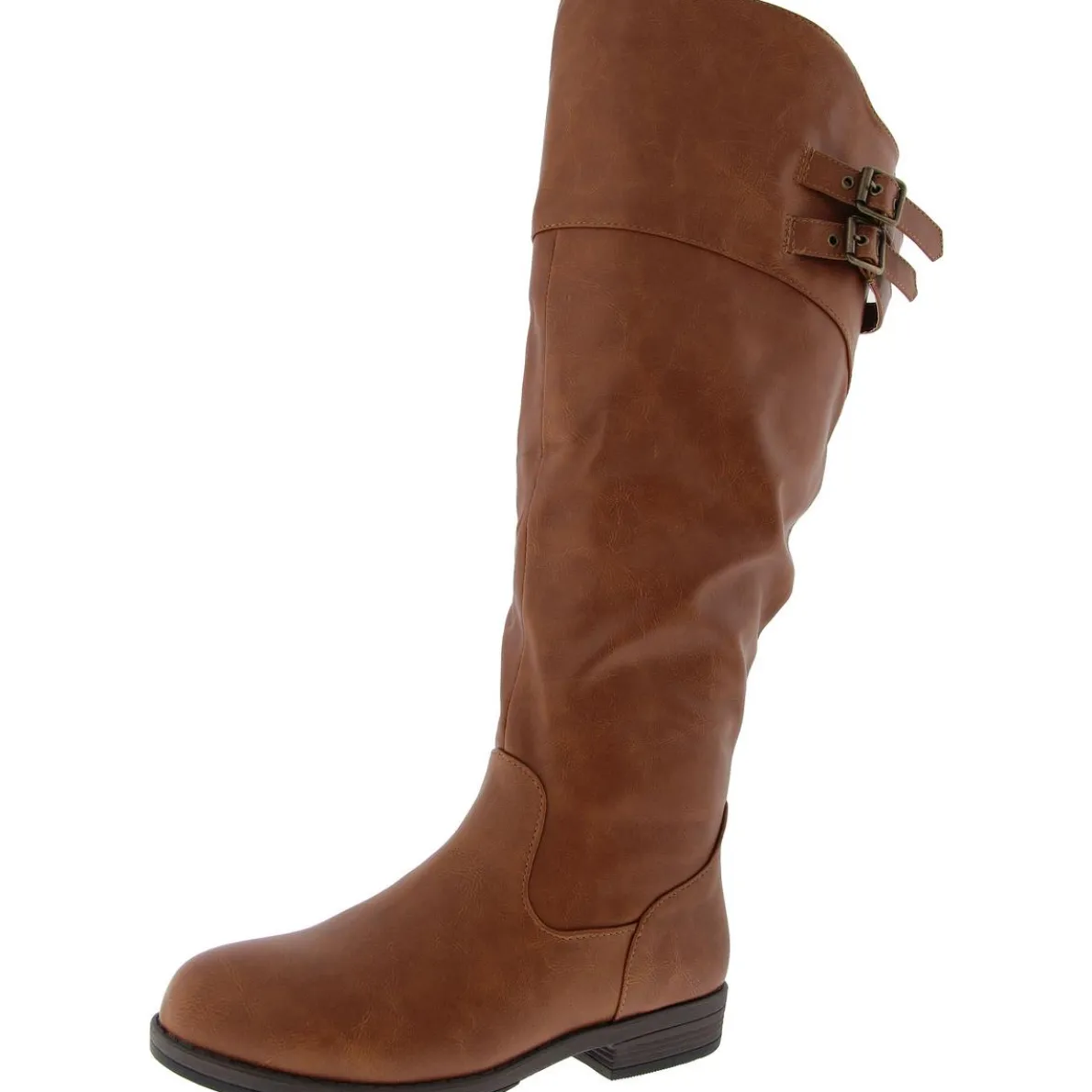 Zipper Faux Leather Knee-High Boots